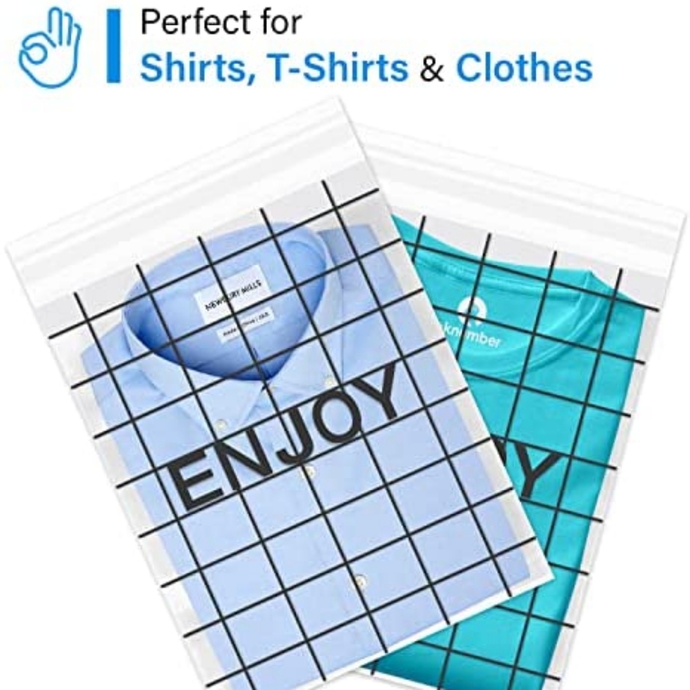 100 9x12 Pack Clear Poly Bags with Enjoy Stripes Print